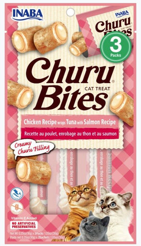 Inaba Churu Bites Cat Treat Chicken Recipe wraps Tuna with Salmon Recipe