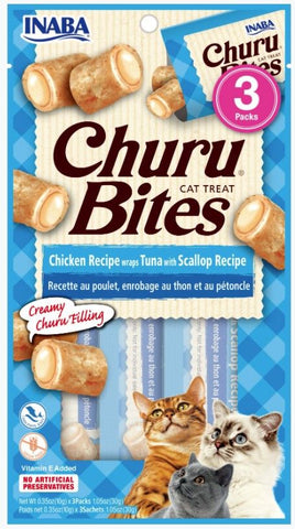 Inaba Churu Bites Cat Treat Chicken Recipe wraps Tuna with Scallop Recipe