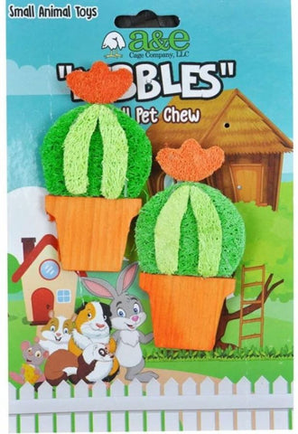 AE Cage Company Nibbles Barrel Cactus Loofah Chew Toy with Wood