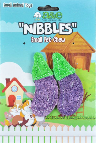 AE Cage Company Nibbles Eggplant Loofah Chew Toys