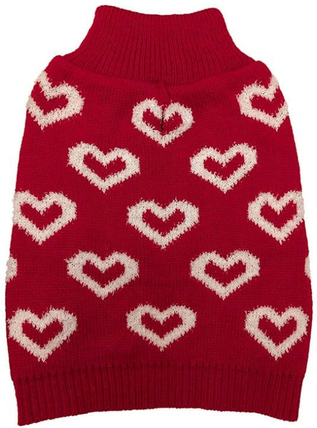 Fashion Pet All Over Hearts Dog Sweater Red
