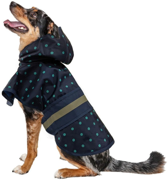 Fashion Pet Polka Dot Dog Raincoat Navy