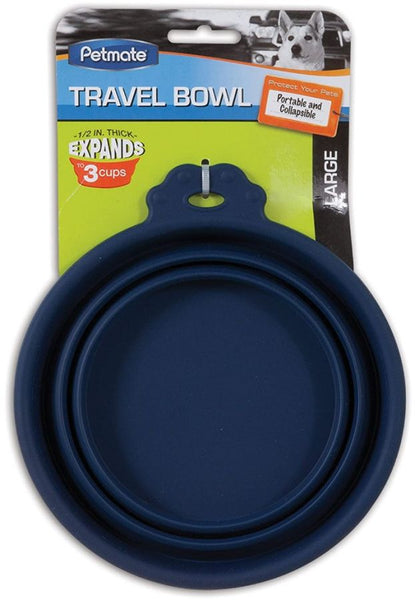 Petmate Round Silicone Travel Pet Bowl Blue