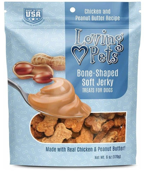 Loving Pets Bone-Shaped Soft Jerky Treats Peanut Butter