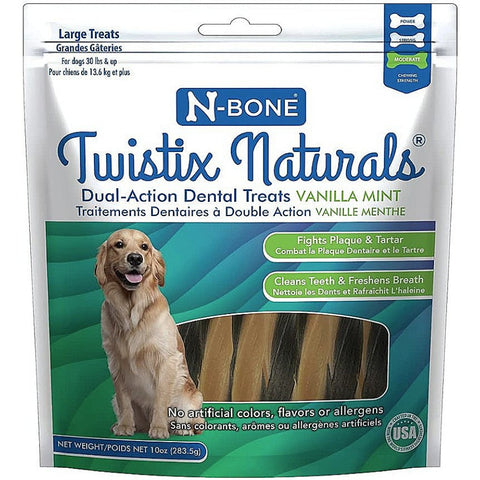 N-Bone Twistix Naturals Vanilla Mint Dental Treats Large