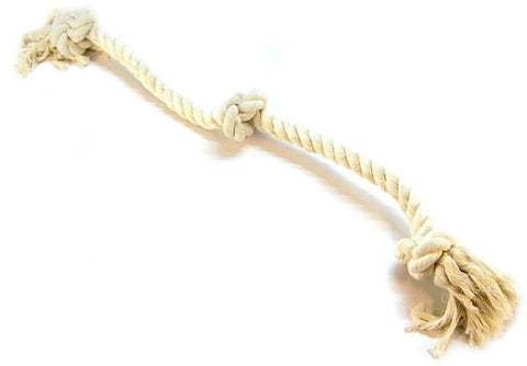 Flossy Chews 3 Knot Tug Toy Rope for Dogs - White