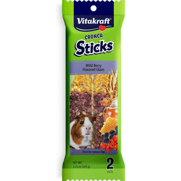 Vitakraft Triple Baked Crunch Sticks Treat for Guinea Pigs - Berry & Yogurt Flavor