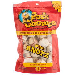 Pork Chomps Knotz Knotted Pork Chew - Bacon Flavor