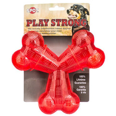 Spot Play Strong Rubber Trident Dog Toy - Red