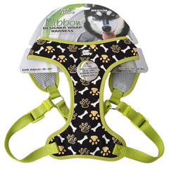 Pet Attire Ribbon Brown Paw & Bones Designer Wrap Adjustable Dog Harness