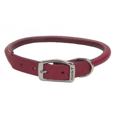 Circle T Oak Tanned Leather Round Dog Collar - Red