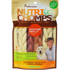 Premium Nutri Chomps Rawhide Free Chicken, Peanut Butter, Milk Dog Treats