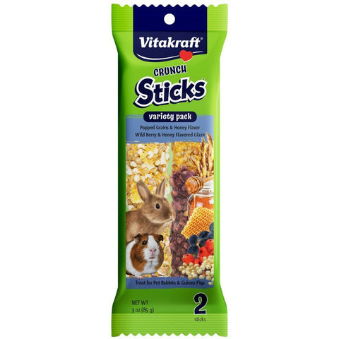 Vitakraft Crunch Sticks Rabbit & Guinea Pig Treats Variety Pack - Popped Grains & Wild Berry