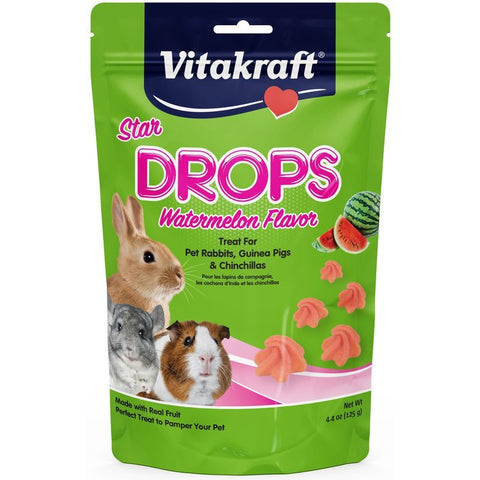 Vitakraft Star Drops Treat for Rabbits, Guinea Pigs & Chinchillas - Watermelon Flavor