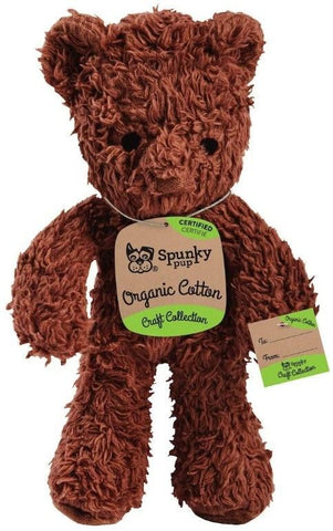 Spunky Pup Organic Cotton Bear Dog Toy Assorted Colors