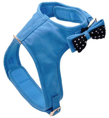 Coastal Pet Accent Microfiber Dog Harness Boho Blue with Polka Dot Bow