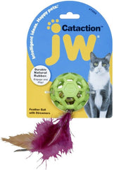 JW Pet Cataction Feather Ball Toy With Bell Interactive Cat Toy