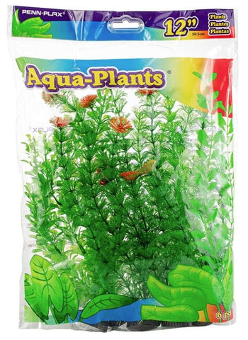Penn Plax Plastic Plant Pack 12" Green