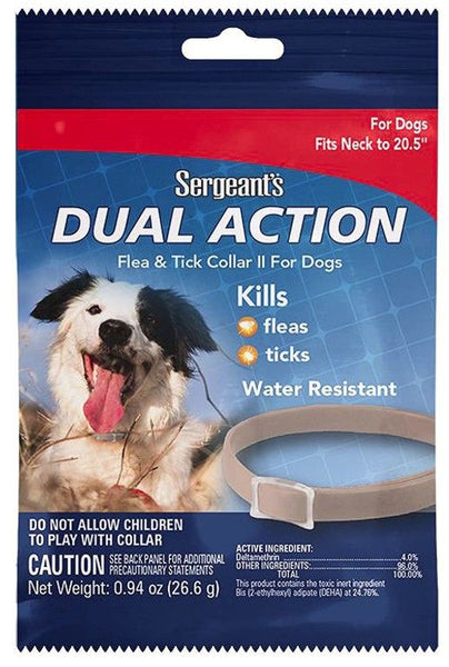 Sergeants Dual Action Flea and Tick Collar II for Dogs Neck Size 20.5