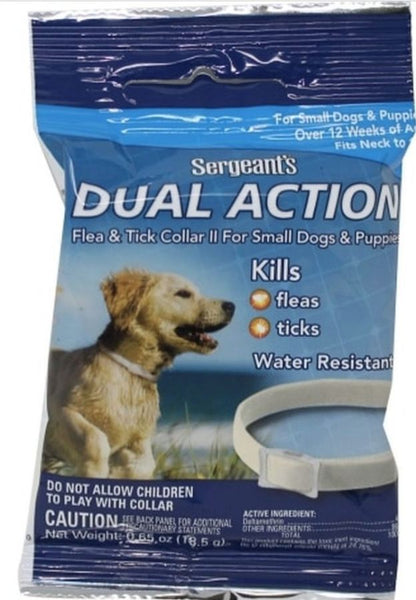 Sergeants Dual Action Flea and Tick Collar II for Small Dogs and Puppies Neck Size 15
