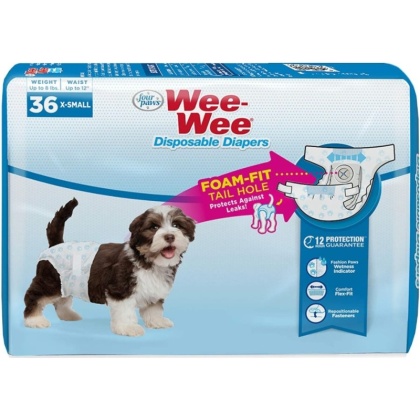 Four Paws Wee Wee Disposable Diapers X-Small - 36 count